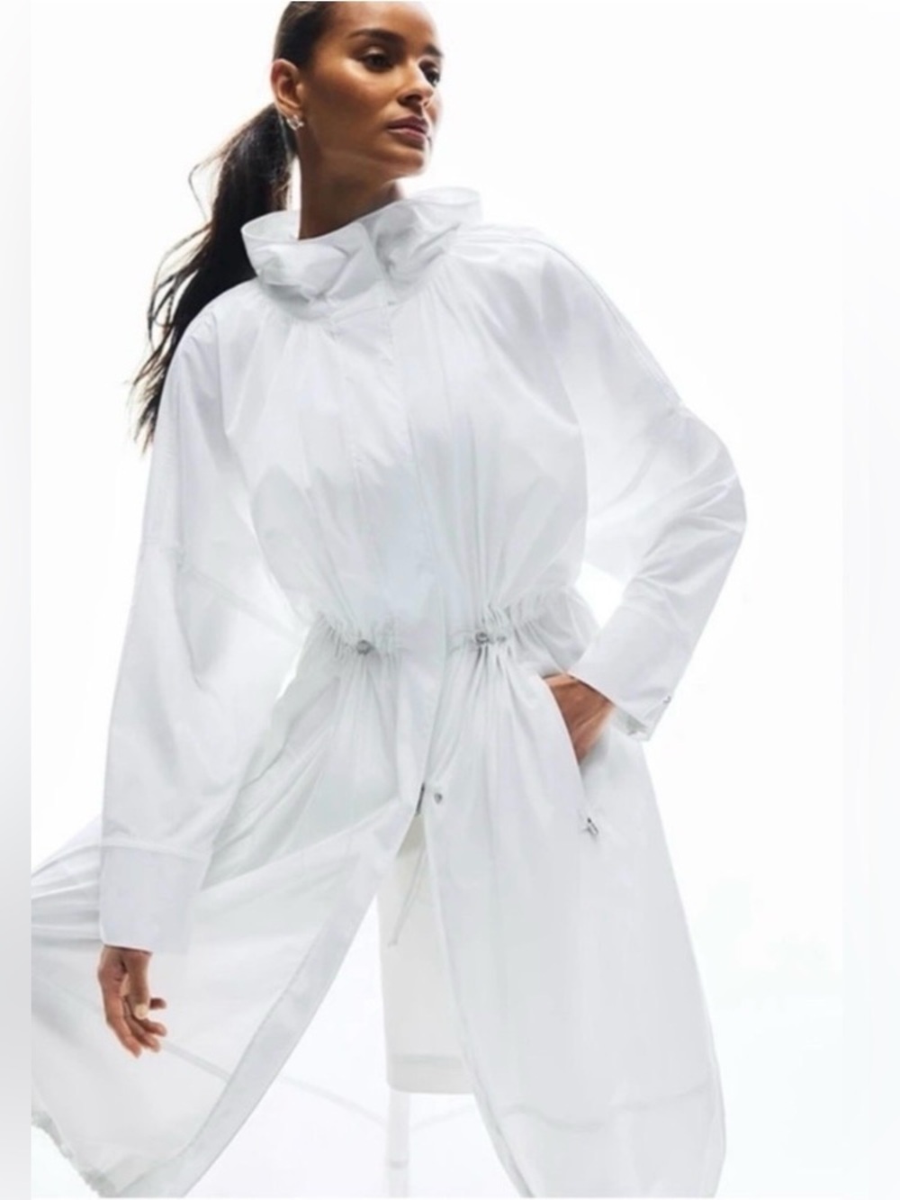 Athleta Trade Winds Jacket - White Maxi Long Hooded XS